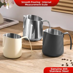 Stainless Steel Pitcher V-Shape Mouth Measuring Coffee Art Mug