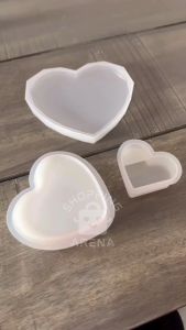 Cetakan Resin Storage Box Tutup Bentuk Bulat Kotak Love Kubus Tabung Hati Tempat Penyimpanan Wadah Serbaguna Dengan Penutup Bahan Karet Silicone Lentur Elastis Cetakan Silikon Murah Anti Lengket
