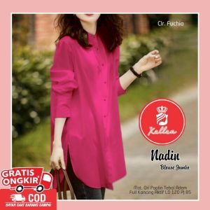 Blouse Atasan Wanita Korean Style Lengan Panjang Jumbo Tebal Nadin Blouse Fashion Kekinian - XELLEA