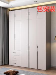 Package Installation Light Luxury Glass Door Wardrobe Modern Simple Home Bedroom Vertical Hinged Door Wooden Cabinet Overall Combination New