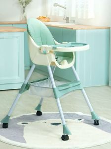 Toddler Baby High Chair with Adjustable Legs & Dishwasher Safe Tray With Wheels Stopper Booster Seats