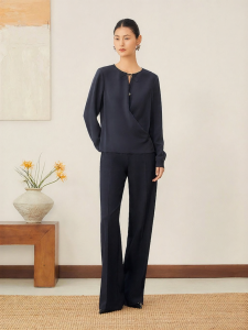 Autumn French Crepe Texture Silk Womens Top