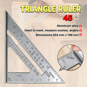 MaxPlus Triangle Ruler Aluminum Alloy Speed Protractor Square Miter Carpenter Tool 255 ×180 mm