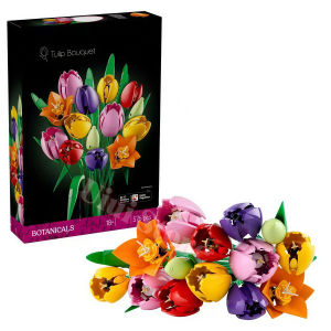 Artificial Flower Bouquet Building Blocks Set DIY Botanical Collection Home Decor Rose Orchid Potted Plant Women Mom Wife Gifts