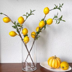 MONLEYTA | Home Decor Lemon Tree Artificial Flowers Fruit 5 Home Decoration Living Room Props Photography Simulation Plastic Plants