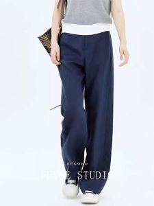 Summer Loose Fit High Waist Straight Leg Pants Womens New 2025 Lace Splicing Casual Long Trousers Comfortable Loose Drape