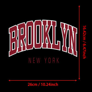 Brooklyn New York Letter Frieren Patches Iron-On Transfers For Clothes Heat Transfer Vinyl Sticker For T-shirt Hoodie Printed