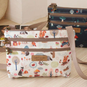 Waterproof Oxford Cloth Lightweight Flat Mobile Phone Bag Crossbody Makeup Storage Pouch Zipper Closure Casual Style Bag