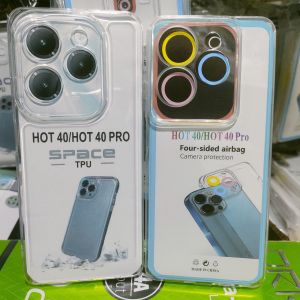 Casing bening infinix hot 40 pro Softcase silikon airbag space bening clear hitam Transparan TPU