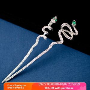 Modern Minimalist Snake-Shape Metal Hairpin Womens Elegant Ancient Chinese Style Feng Shui Spirit Snake Hairpin Trendy Accessory