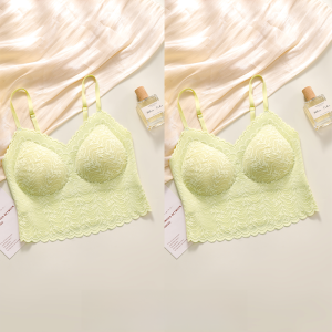 miiow | Catwoman Lace Backless Bra Womens Strapless Bra Two-In-One Detachable Cup Adjustable Shoulder Strap Seamless Back Bra