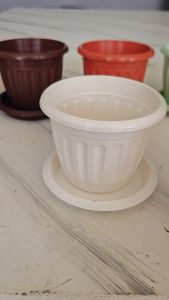 เซ็ทกระถางโรมัน 4 นิ้ว พร้อมจานรอง มีให้เลือกหลายสี