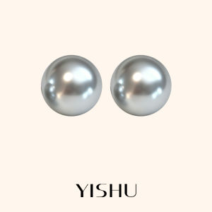 YISHU | Earrings 925 Silver Real Mom Gray Pearl 12mm