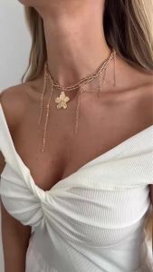 Ingemark | Ingemark Bohemia Gold Color Flower Pendant Necklace Women Creative Multi-Layer Metal Tassel Choker Chain Versatile Jewelry Gifts