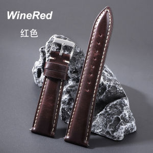 Top Grain Natural Leather Brown Band 18/19/20/21/22mm Watch Strap Wax Genuine Leather MenWomen Watch Band Stainless Steel Buckle