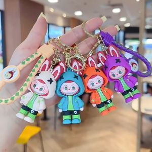 Creative Cartoon Labubu Keychain Little Sheep Soft Plastic Doll Keychain Elf Bag Pendant Gift Hanging Ornaments