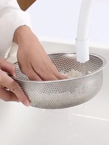 Stainless Steel Thickened Rice Washing Sieve Water Drainage Bowl