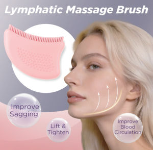 Silicone Lymphatic Contour Face Brush2-in-1 Facial Gua Sha&Massager for Lymphatic Drainage&Puffiness Sensitive Skin Sculpting