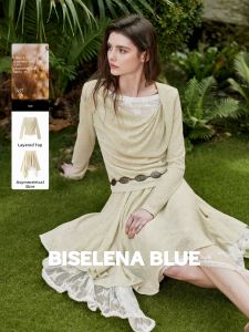 BEIQIANI | Vintage Lace Textured Two-piece Set Autumn