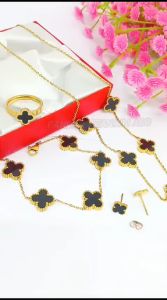 KALUNG TITANIUM NEW BUNGA HITAM GRIGI 5 ANTI LUNTUR & ANTI KARAT (COD)