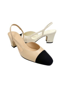 2023 Summer Foreign Trade Original Order Authentic Leather High Heels European Station Chunky Heel Goatskin Classic Style Womens Shoes Color Matching Closed Toe Sandals