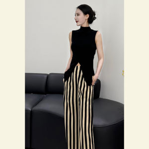 SHANGSHA | Summer Stylish Slimming Sleeveless Black Suit