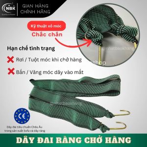 [HÀNG CÔNG TY MALAYSIA] Dây ràng chở hàng cao cấp LOẠI 1 dài 1.8M/2.5M/3M/4M (chưa dãn) - Dây chun buộc hàng co dãn tốt chắc chắn độ bền cao bản rộng 5 phân - Dây chằng hàng chuyên dụng cho ba ga xe gắn máy đủ mọi kích thước