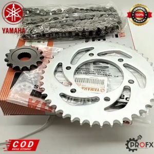 GEAR RANTAI SET SCORPIO YAMAHA 5BP KUALITAS ORIGINAL ASLI YGP GER GIR GIAR RABTE LANTAI LANTE