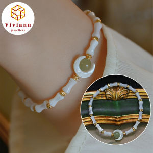 Viviann Original high-quality pure silver Hetian white Jade Bracelet New Chinese Jade Bracelet For Women Fashion Heart Chain jade Bracelets Rhinestone Bangle Wedding Bridal Jewelry Accessories Gifts