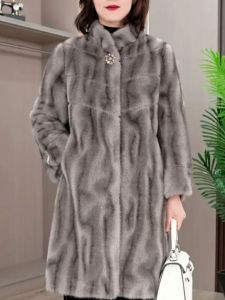 Thickened Water Rabbit Fur Coat Mid-Length Integrated Skin And Fur Elegant Outerwear for Women Sweet Style Winter New Arrival