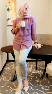 KEMEJA AUREL/KEMEJA BASIC Wanita Polos Basic Lengan Panjang (bahan katun)