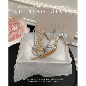 Goatskin Version ~ High Heels Silver Rhinestone Open Toe Sandals Womens 2024 New Arrival Summer Outwear Refined Grace Light Diamond