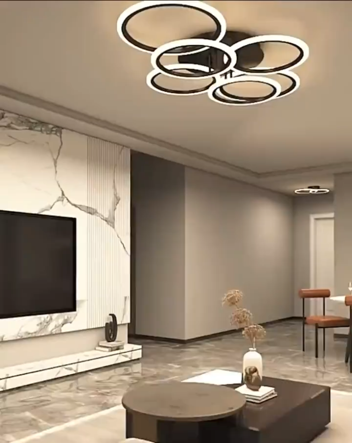 Gecree Living Room Chandelier Nordic Simple Circular Lamp bedroom Light LED Modern Dining Room Ceiling Lamp