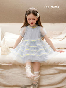 toz mama | Floral Embroidery Princess Dress for Girls