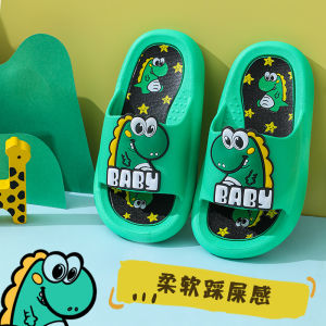 Childrens Slippers Mens Spring and Summer Cartoon Dinosaur Cute Non-Slip Open Toe Home Single Strap Slides Baby Boy Sandals
