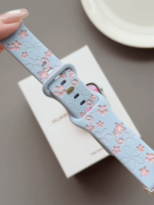 Bicolor Flower Silicone engraving print Exquisite Strap ForHuawei Watch Fit 5 Fit 5pro Huawei Watch Fit 3/ Huawei Fit 4/Huawei Fit 4Pro soft summer band