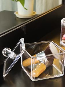Transparent Acrylic Dustproof Cotton Swab Multifunctional Storage Organizer box With Cover