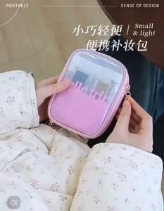 OHHDEER Mini Clear Travel Makeup Organizer Bag Cute Makeup Bag Cosmetic Zipper Toiletry Storage Bag