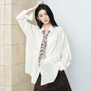 PEACEBIRD | Bamboo Linen Blend Long Sleeve Pinched Waist Shirt