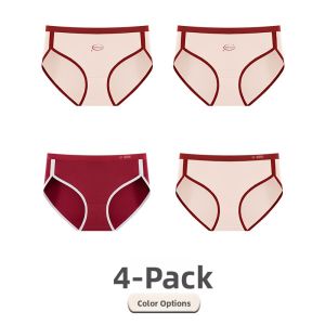 MiiOW | Pure Cotton Triangle Panties Womens Underwear Breathable Comfortable Seamless Wedding Innerwear Red Color For Lady Catman