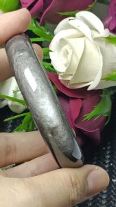 High Grade Silver Obsidian Crystal Stone bangle 56mm+ 精品亮光眼天眼猫眼招财银曜石手镯 56mm+