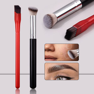 แปรงแต่งหน้าแบบพกพา 2 ชิ้น แปรงคอนซีลเลอร์ 270 แปรง แปรงคอนทัวร์ใบหน้า + แปรงเขียนคิ้วอเนกประสงค์แบบมุมไบโอนิค