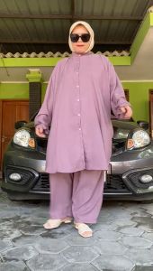 WANAM SETELAN LD 160 POLOS SUPER JUMBO ONESET WANITA BESAR AIRFLOW CRINCLE