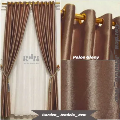 1 Paket Gorden Polos Glosy / Mengkilap (2 Gorden + 1 Poni Atas Pintu) Gorden Polos Blackout Infort Gorden 1 Sett Dengan Poni Atas Pintu Gorden Mewah Gorden Aestetic Gorden Murah