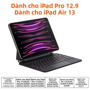 Bàn Phím Không Dây Bluetooth Có Đèn Nền Cho iPad Air 13 M2 M3 Pro 12.9 2018-2022 Tương Thích Với Tiếng Ba Lan Tây Ban Nha Hàn Quốc