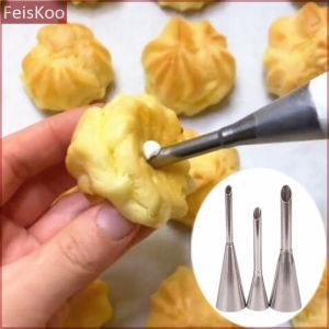 Pastry Decorating Nozzle Long 8-Toothed Puff Nozzle Creampipe Tip Set of 3