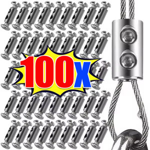 100pcs Steel Wire Sling Clamps / Double Hole Metal Copper Clips / Rope Sling Telescopic Lock Fastener