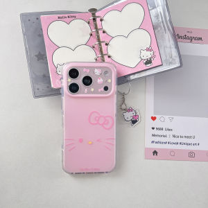Sanrio | Fashion Frosted Cute Cartoon Sanrio Hello Kitty Bow Phone Case For iPhone 17 16 15 14 Pro Max Cases Soft TPU Cover With Lanyard