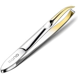 llano Gold Eyebrow Tweezer Hairs Puller Stainless Steel Eye Brow Clips Eyelash Removal Makeup Tools