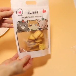 Plastic Storage Beg(+-50pcs) Press Seal Cartoon Pembungkusan Biskut Hadiah Ziplock Packaging Bag Transparent Cookies Zipper Seal Bag
